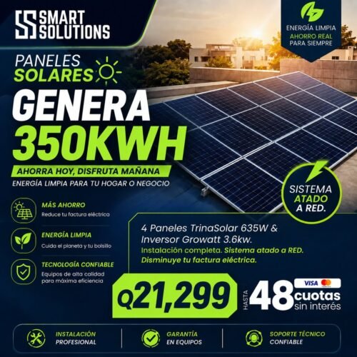 4 Paneles Solares con Inversor Growatt 3.6kW